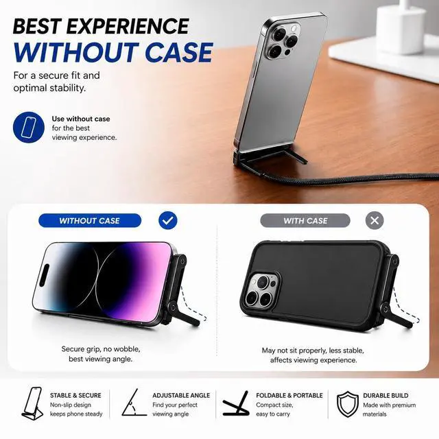 Alt view image 6 of 6 - 2-in-1 Invisible Stand Type C Charger - 240W Fast Charging Cable with Built-in Phone Stand - 90° Right-Angle & 480Mbps Data Sync - 4.9FT USB C Braided Cord Compatible with iPhone & Android Phones