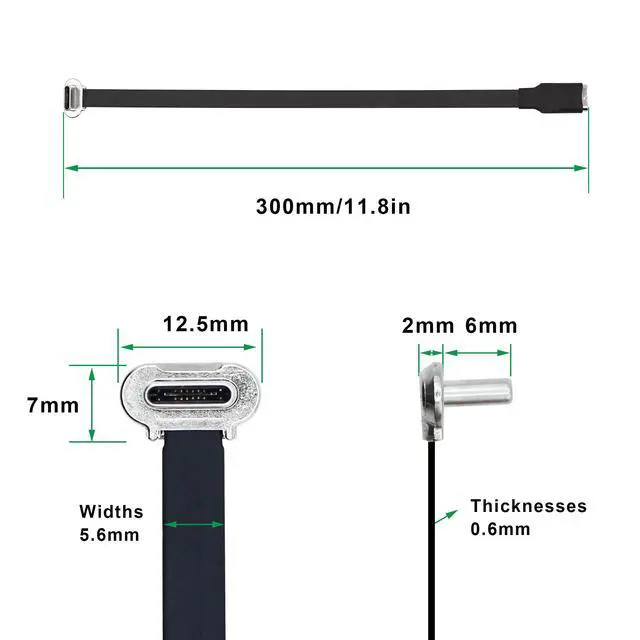 Alt view image 4 of 7 - Right Angle USB C Flat Extension Cable 90 Degree USB C Male to Female Fast Charge Data Cord for Power Banks Phone(11.8in/300mm)