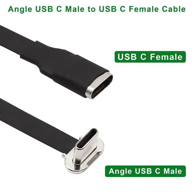 Alt view image 2 of 7 - Right Angle USB C Flat Extension Cable 90 Degree USB C Male to Female Fast Charge Data Cord for Power Banks Phone(11.8in/300mm)