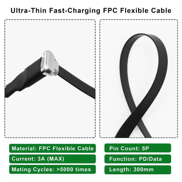 Alt view image 3 of 7 - Right Angle USB C Flat Extension Cable 90 Degree USB C Male to Female Fast Charge Data Cord for Power Banks Phone(11.8in/300mm)