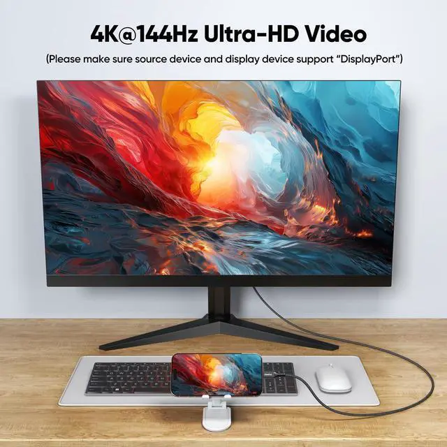 Alt view image 2 of 7 - USB C Monitor Cable 6Ft, 4K@144Hz Video Display /20Gbps Data /100W Charge | USB Type C Video Data Power Cord USBC 3.2 Gen 2 Full Function for Monitor Laptop Docking Station External SSD