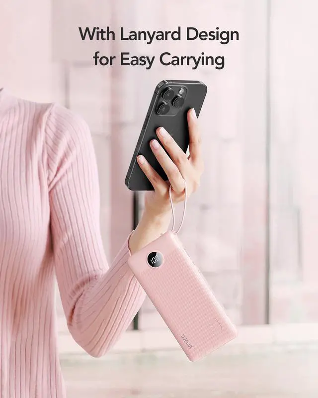 Alt view image 7 of 7 - Portable Charger, Slim Power Bank Built-in 4 Cables, Travel Essential | Flight-Safe, 10000mAh USB C Battery Pack, LED Display Phone Charger 5 Outputs for iPhone 17/16/15, Samsung,Android-(1 Pack)