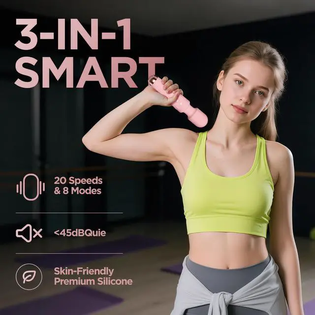 Alt view image 3 of 7 - Personal Massager - 4H Max Runtime & Ultra-Quiet - Waterproof - 20 Modes 8 Speeds for Deep Tissue Back Massage, Post-Workout Recovery and Neck Muscle Relaxation(Pink)