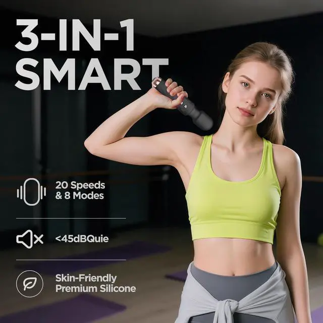 Alt view image 3 of 7 - Personal Massager - 4H Max Runtime & Ultra-Quiet - Waterproof - 20 Modes 8 Speeds for Deep Tissue Back Massage, Post-Workout Recovery and Neck Muscle Relaxation(Black)