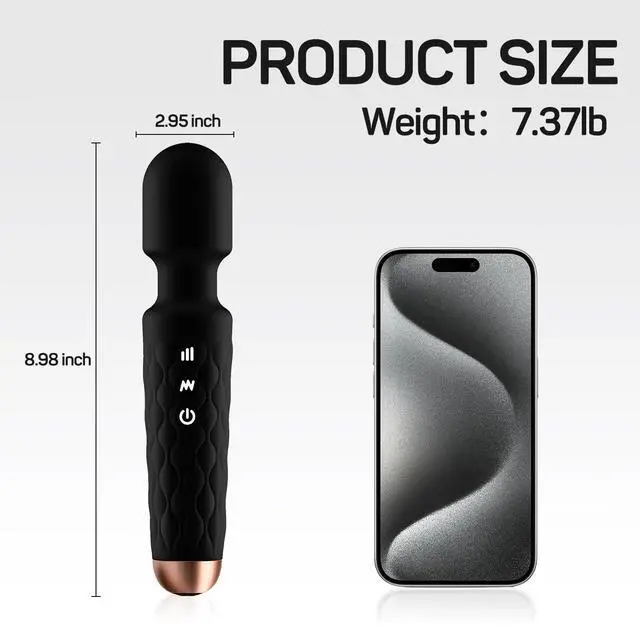 Alt view image 7 of 7 - Personal Massager - 4H Max Runtime & Ultra-Quiet - Waterproof - 20 Modes 8 Speeds for Deep Tissue Back Massage, Post-Workout Recovery and Neck Muscle Relaxation(Black)