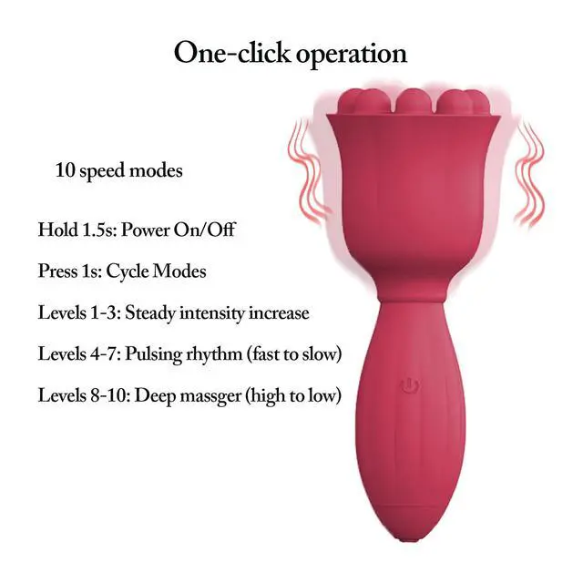 Alt view image 2 of 7 - Handheld Mini Massager, 10 Adjustable Speeds, Waterproof, Bionic Design with 9 Massage Nodes, 5.12 Inch, Skin-Friendly Silicone, USB Rechargeable, Full Body Relief for Head, Neck, Shoulder & Back, Red