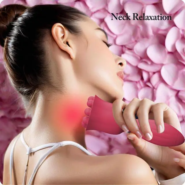Alt view image 6 of 7 - Handheld Mini Massager, 10 Adjustable Speeds, Waterproof, Bionic Design with 9 Massage Nodes, 5.12 Inch, Skin-Friendly Silicone, USB Rechargeable, Full Body Relief for Head, Neck, Shoulder & Back, Red