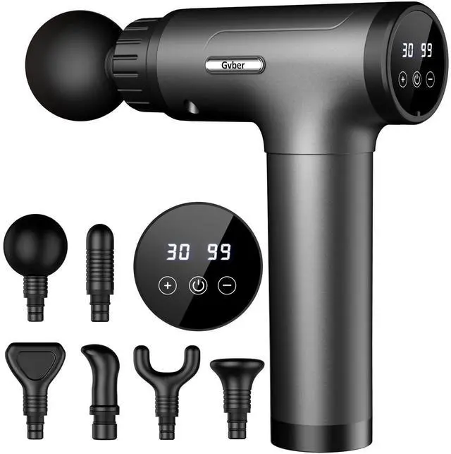Main image of Massage Gun Deep Tissue 30 Speeds 6 Heads, Grey | Quiet Handheld Percussion Massager for Back & Shoulder Pain, Ideal Gifts for Mom & Dad, Travel & Office, Athletes & Home Gym