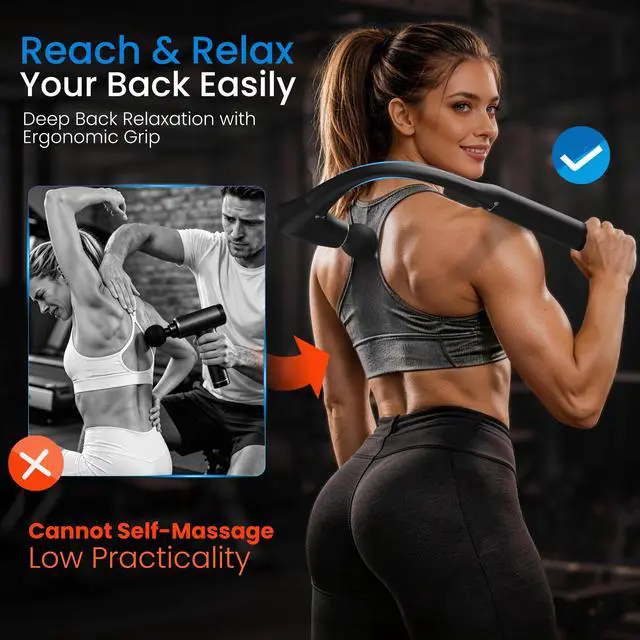 Alt view image 2 of 7 - 2-in-1 Detachable Massage Gun Deep Tissue with Extension Handle | Body Back & Neck Shoulder Leg Massager For Pain Relief, Muscle Massager, Home Office Gym Use,Gifts For Women Men,FSA Eligible