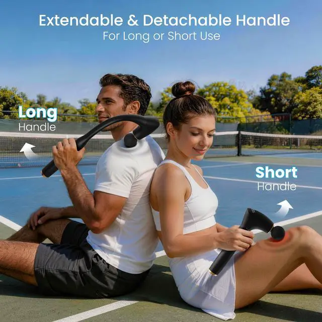 Alt view image 3 of 7 - 2-in-1 Detachable Massage Gun Deep Tissue with Extension Handle | Body Back & Neck Shoulder Leg Massager For Pain Relief, Muscle Massager, Home Office Gym Use,Gifts For Women Men,FSA Eligible