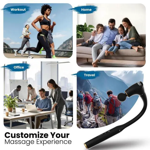 Alt view image 5 of 7 - 2-in-1 Detachable Massage Gun Deep Tissue with Extension Handle | Body Back & Neck Shoulder Leg Massager For Pain Relief, Muscle Massager, Home Office Gym Use,Gifts For Women Men,FSA Eligible