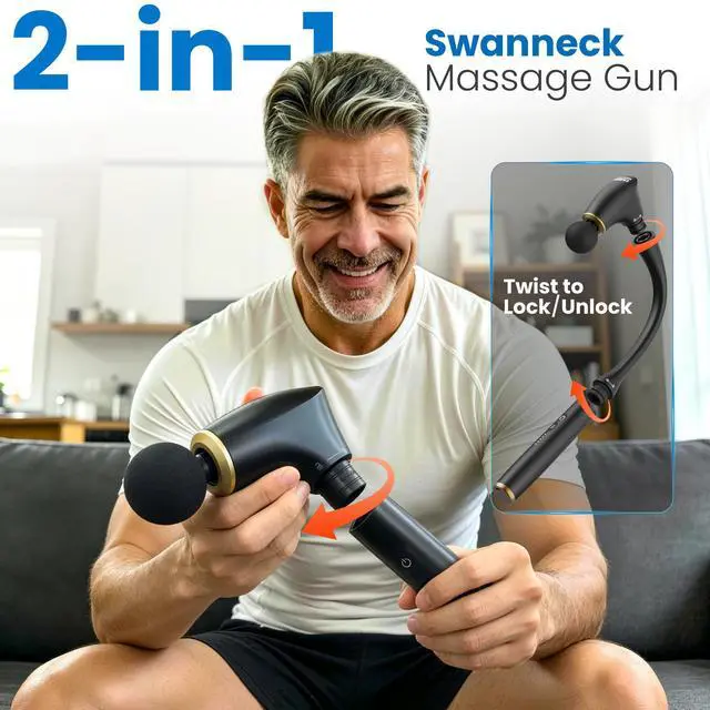 Alt view image 4 of 7 - 2-in-1 Detachable Massage Gun Deep Tissue with Extension Handle | Body Back & Neck Shoulder Leg Massager For Pain Relief, Muscle Massager, Home Office Gym Use,Gifts For Women Men,FSA Eligible