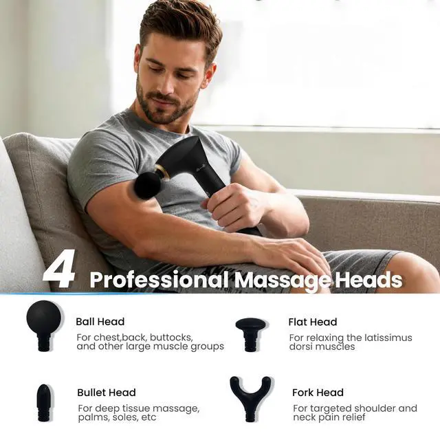 Alt view image 6 of 7 - 2-in-1 Detachable Massage Gun Deep Tissue with Extension Handle | Body Back & Neck Shoulder Leg Massager For Pain Relief, Muscle Massager, Home Office Gym Use,Gifts For Women Men,FSA Eligible