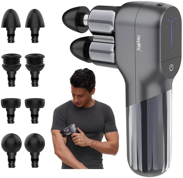 Main image of F5 Dual-Head Massage Gun, 9mm Deep Tissue, 5 Speeds, 4 Heads | Deep Tissue Percussion Massager for Pain Relief, Portable Handheld Muscle Recovery Gun for Athletes, Travel