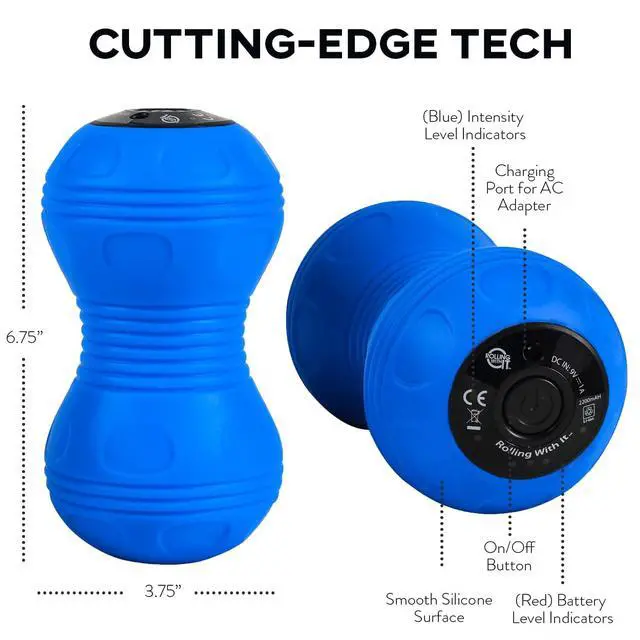 Alt view image 4 of 7 - Rolling With It Vibrating Peanut Massage Ball, Deep Tissue, Blue | Vibrating peanut, 4 intensity levels, Cordless & rechargeable, Auto shut-off, For neck, back & feet, Deep tissue relief