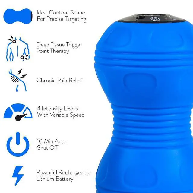 Alt view image 2 of 7 - Rolling With It Vibrating Peanut Massage Ball, Deep Tissue, Blue | Vibrating peanut, 4 intensity levels, Cordless & rechargeable, Auto shut-off, For neck, back & feet, Deep tissue relief