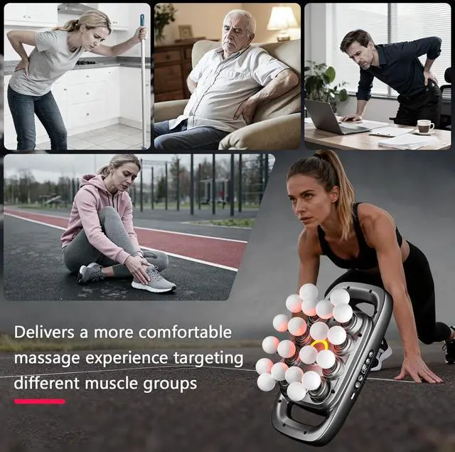 Alt view image 7 of 7 - 20-Head Deep Tissue Massage Gun, Quiet Percussion Back & Neck Massager with 3 Modes & 30 Intensity Levels, Handheld Muscle Massager for Shoulders, Legs, Waist & Full Body Pain Relief