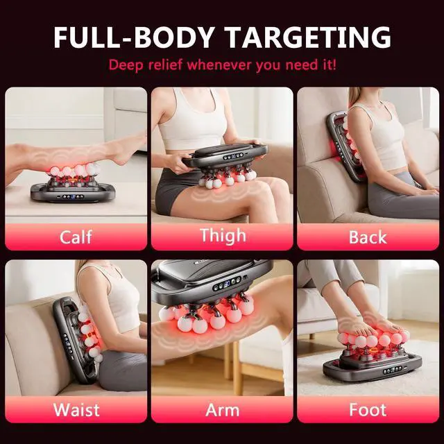 Alt view image 6 of 7 - 20-Head Deep Tissue Massage Gun, Quiet Percussion Back & Neck Massager with 3 Modes & 30 Intensity Levels, Handheld Muscle Massager for Shoulders, Legs, Waist & Full Body Pain Relief