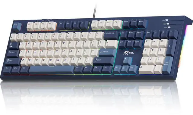 Main image of R104 Wired Mechanical Keyboard Full Size, Gasket Mount | 104 Keys PBT Keycaps with Number Pad, Dedicated Win/Mac Switch, Pre-lubed Quiet Linear Switches, Custom Keyboard RGB Backlit
