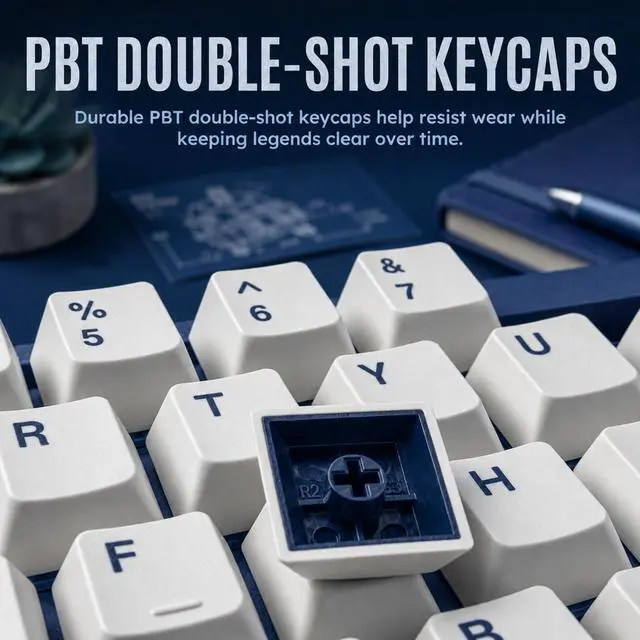 Alt view image 5 of 7 - R104 Wired Mechanical Keyboard Full Size, Gasket Mount | 104 Keys PBT Keycaps with Number Pad, Dedicated Win/Mac Switch, Pre-lubed Quiet Linear Switches, Custom Keyboard RGB Backlit