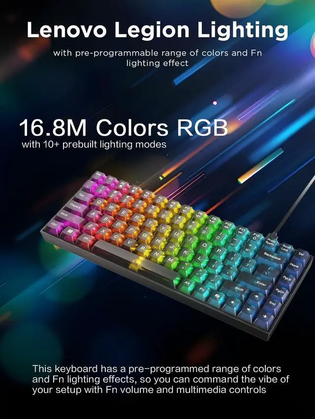 Alt view image 3 of 7 - Legion K510 Mini Pro Wired Mechanical Gaming Keyboard - 75% Compact Design, RGB Illumination, Hot-Swappable Mechanical Switches, Programable Keys