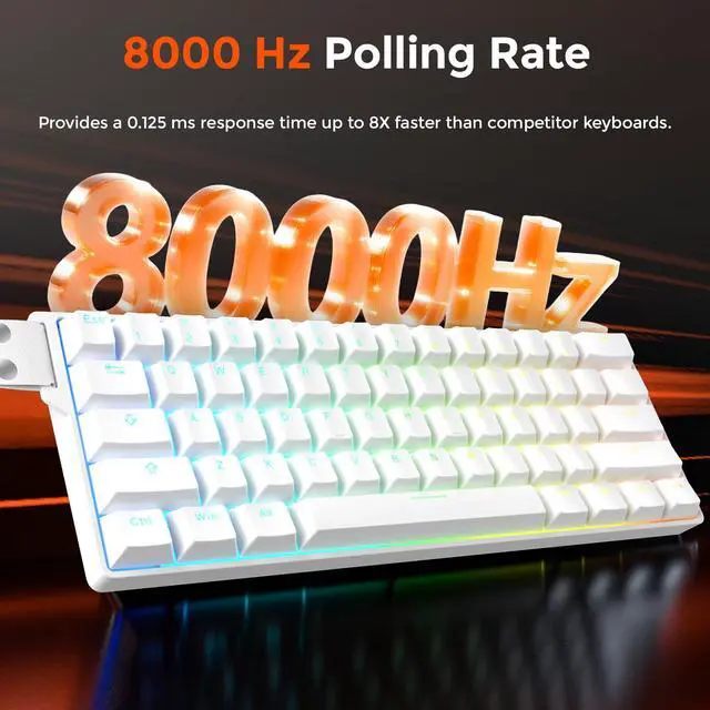 Alt view image 4 of 7 - EK60 HE Hall Effect Magnetic Switch Mechanical Gaming Keyboard 60% | Rapid Trigger,0.01mm RT Accuracy Adjustable,SOCD,8000Hz Polling,Hot Swappable,RGB Backlit,TKL,Wired,for Laptop/PC