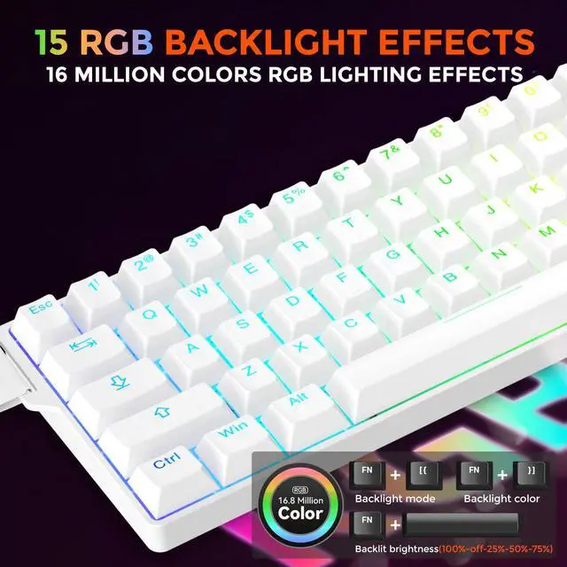 Alt view image 6 of 7 - EK60 HE Hall Effect Magnetic Switch Mechanical Gaming Keyboard 60% | Rapid Trigger,0.01mm RT Accuracy Adjustable,SOCD,8000Hz Polling,Hot Swappable,RGB Backlit,TKL,Wired,for Laptop/PC