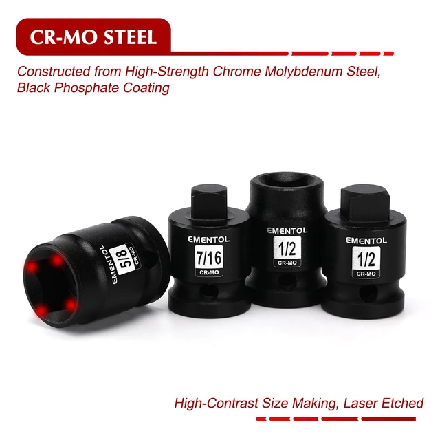 Alt view image 3 of 6 - 10PCS 1/2" Dr. Pipe Plug Socket Set, SAE, CR-MO, Tapered Male Square Drive - 7/16 Inch to 9/16 Inch, Chamfered Female Square Drive - 7/16 Inch to 13/16 Inch