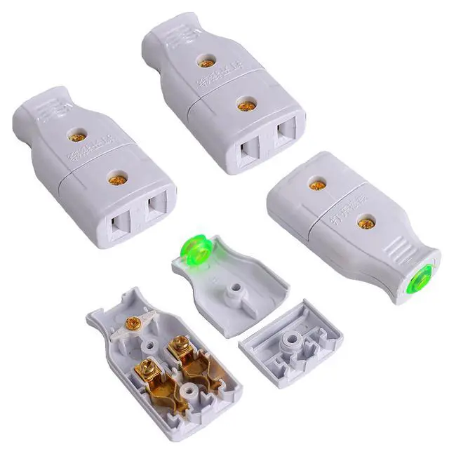 Main image of 4 Pack Straight Blade Plug Screw Mount Non-Polarized 2 Pole 2 Wire 10Amp Non-Grounding Cord Outlet Extension AC Female Socket Replacement Electrical Connector End 2P 2W Type