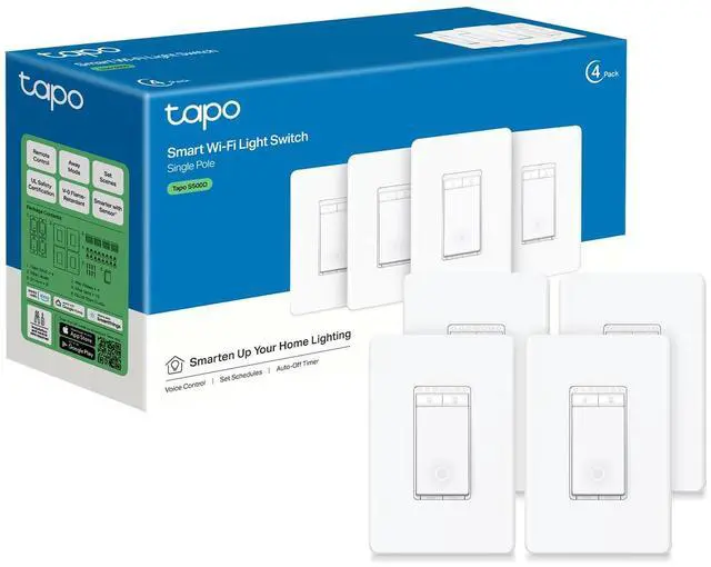 Main image of Smart Dimmer Switch, Single Pole, Need Neutral Wire, S500D(4-Pack) | 2.4GHz Wi-Fi Light Switch Compatible with Alexa and Google Home, UL Certified, No Hub Required, White