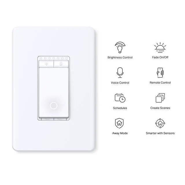 Alt view image 2 of 7 - Smart Dimmer Switch, Single Pole, Need Neutral Wire, S500D(4-Pack) | 2.4GHz Wi-Fi Light Switch Compatible with Alexa and Google Home, UL Certified, No Hub Required, White