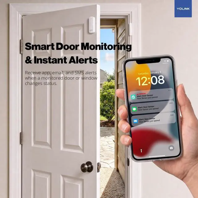 Alt view image 4 of 7 - Smart Door Sensor Starter Kit: - 1/4 Mile Open-Air Range, Door Left-Open Reminders,5 Years Battery Life, SMS/Text, Email & App Alerts, Alexa, IFTTT, Home Assistant