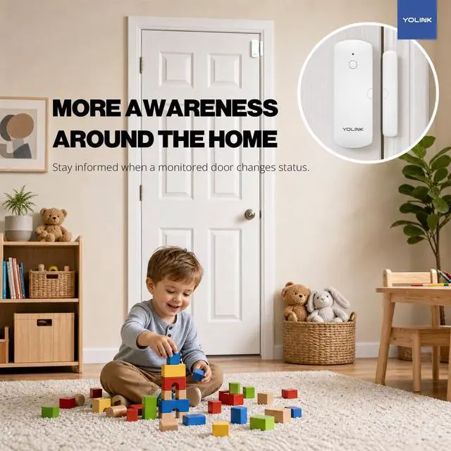 Alt view image 7 of 7 - Smart Door Sensor Starter Kit: - 1/4 Mile Open-Air Range, Door Left-Open Reminders,5 Years Battery Life, SMS/Text, Email & App Alerts, Alexa, IFTTT, Home Assistant