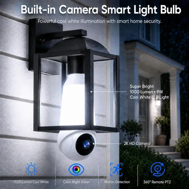 Alt view image 2 of 7 - Light Bulb Security Camera, 5G&2.4GHz WiFi Light Bulb Cameras Wireless Outdoor Indoor, 2 in 1 Lightbulb Camera for Home Security, 2K HD Color Night Vision, Smart AI Motion Detection, 911 Emergency