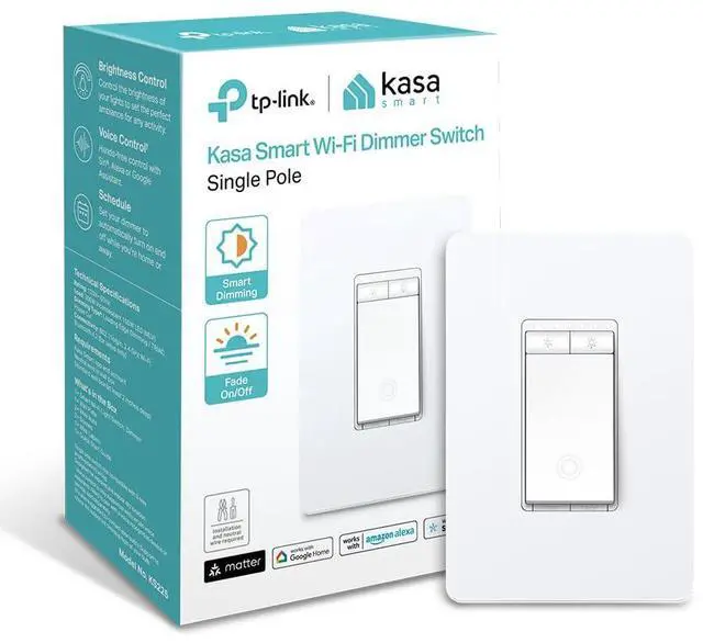 Main image of Smart Dimmer Switch, KS225, Single Pole, Need Neutral Wire | Voice Control w/Siri, Alexa & Google Home, 2.4GHz Wi-Fi, UL Certified, Timer & Schedule, Easy Guided Install, 1-Pack