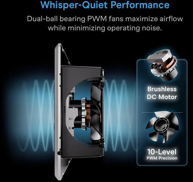 Alt view image 6 of 7 - AIRTAP T4, White Register Booster Fan for 4x10 Openings | Automatic Open/Close Vents, Wireless LCD Temperature Controller, WiFi App, Quiet 10-Speeds, Smart Home