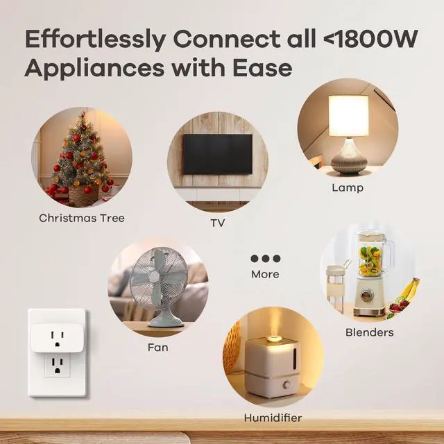 Alt view image 7 of 7 - Matter Smart Plug, Work with Apple Home, Alexa, Siri, Google Home | Smart Outlet Timer & Schedule, Smart Home, 15A/1800W, APP Remote Control, ETL Certified, 2.4G Wi-Fi Only, 6 Pack