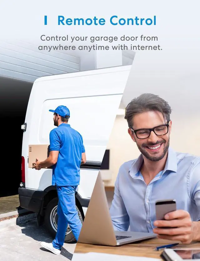 Alt view image 3 of 7 - Smart Garage Door Opener Remote Work with HomeKit, Alexa and Google | Compatible with CarPlay, Siri and SmartThings, App and Voice Control, Auto Close, Easy to Install, No Hub Needed, MSG100HK
