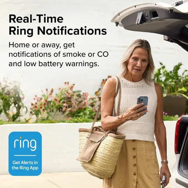 Alt view image 2 of 7 - Smart Smoke & CO Detector with Ring, AA Battery, RGCUDR-RW | Ring App Enabled, Wireless Interconnect Capability, Voice Alerts, Smoke & Carbon Monoxide Detection for Homes & Apartments