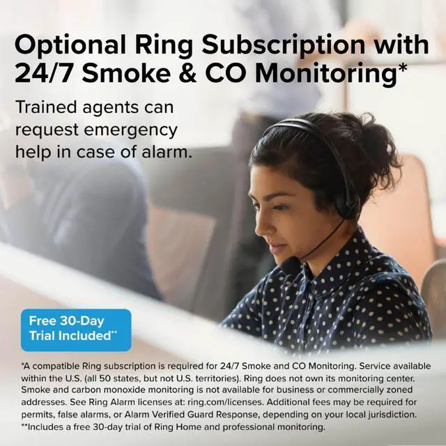 Alt view image 3 of 7 - Smart Smoke & CO Detector with Ring, AA Battery, RGCUDR-RW | Ring App Enabled, Wireless Interconnect Capability, Voice Alerts, Smoke & Carbon Monoxide Detection for Homes & Apartments