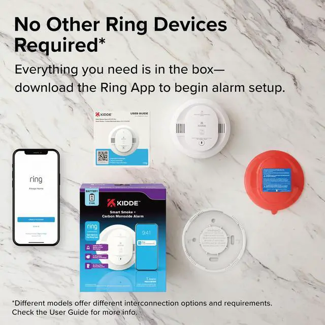 Alt view image 6 of 7 - Smart Smoke & CO Detector with Ring, AA Battery, RGCUDR-RW | Ring App Enabled, Wireless Interconnect Capability, Voice Alerts, Smoke & Carbon Monoxide Detection for Homes & Apartments