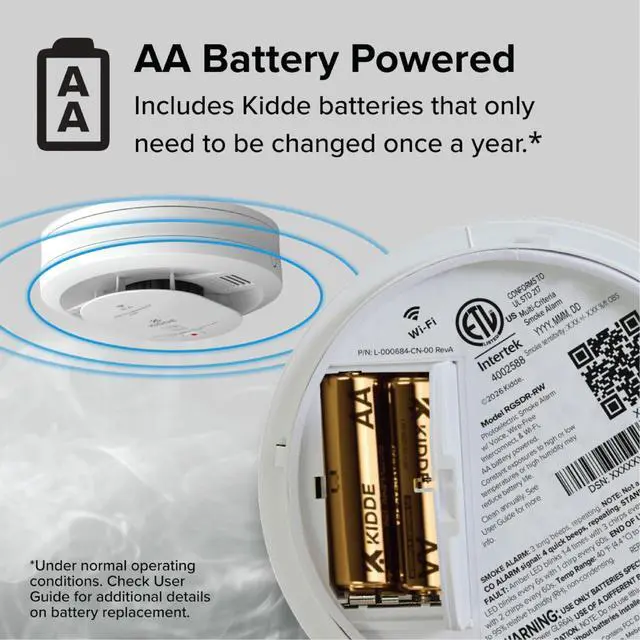 Alt view image 7 of 7 - Smart Smoke & CO Detector with Ring, AA Battery, RGCUDR-RW | Ring App Enabled, Wireless Interconnect Capability, Voice Alerts, Smoke & Carbon Monoxide Detection for Homes & Apartments