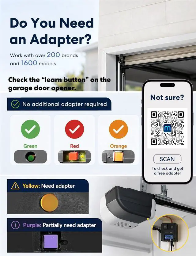 Alt view image 4 of 7 - Smart Garage Door Opener Remote Work with HomeKit, Alexa and Google | Compatible with CarPlay, Siri and SmartThings, App and Voice Control, Auto Close, Easy to Install, No Hub Needed, MSG100HK