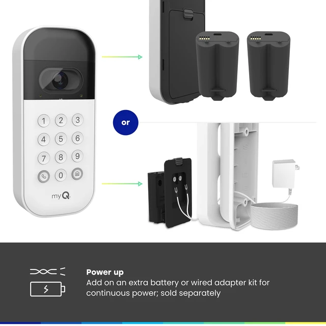 Alt view image 4 of 7 - myQ Smart Garage Door Video Keypad with Wide-Angle Camera,Customizable PIN Codes,and Smartphone ControlTake Charge of Your Garage Access Works with Chamberlain, LiftMaster and Craftsman openers,White