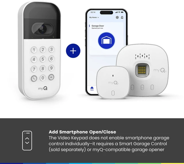 Alt view image 6 of 7 - myQ Smart Garage Door Video Keypad with Wide-Angle Camera,Customizable PIN Codes,and Smartphone ControlTake Charge of Your Garage Access Works with Chamberlain, LiftMaster and Craftsman openers,White