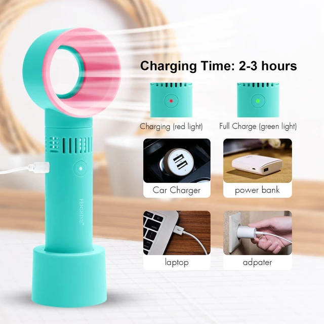 Alt view image 3 of 7 - Portable USB Rechargeable Mini Fan Eyelash Fan Dryer Bladeless Handheld for Eyelash Extension, Air Conditioning Blower for Essential Eyelash Extension Supplies (BlUE 02)