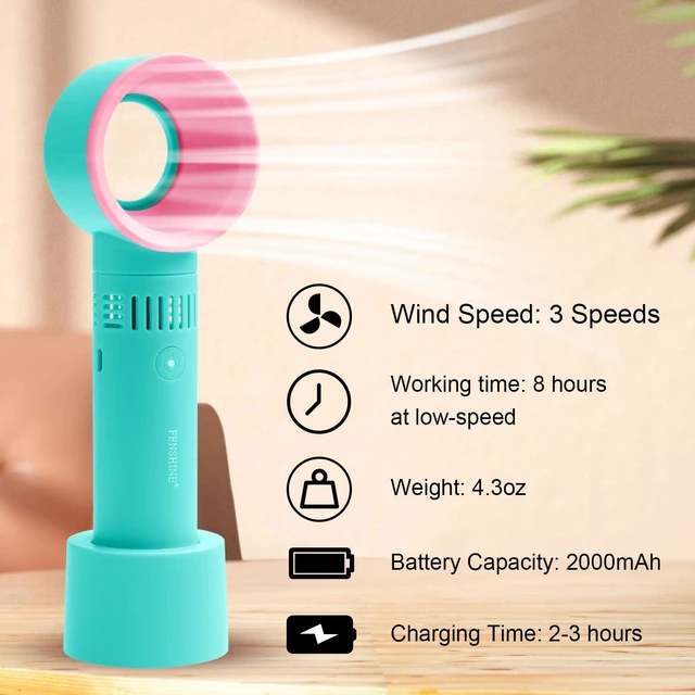 Alt view image 4 of 7 - Portable USB Rechargeable Mini Fan Eyelash Fan Dryer Bladeless Handheld for Eyelash Extension, Air Conditioning Blower for Essential Eyelash Extension Supplies (BlUE 02)
