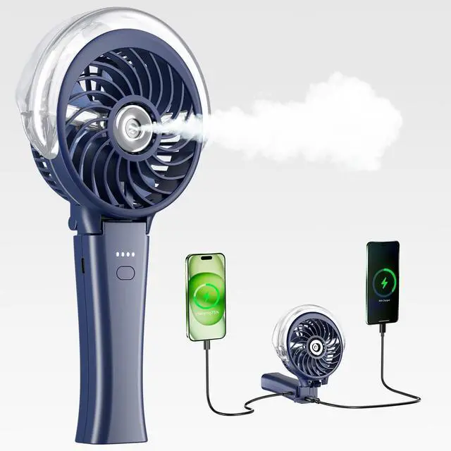 Main image of 4000mAh Upgraded Handheld Misting Fan, 50ml Water Tank, Rechargeable Personal Mister Fan Portable AC, Spray Water Mist Fans, Foldable Cooling Ice Fans for Beach Travel Disney(Royal Blue)