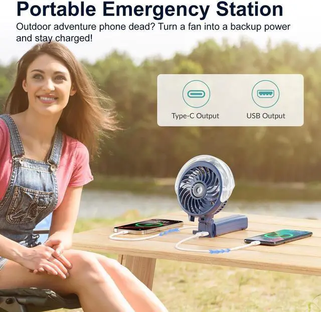 Alt view image 3 of 7 - 4000mAh Upgraded Handheld Misting Fan, 50ml Water Tank, Rechargeable Personal Mister Fan Portable AC, Spray Water Mist Fans, Foldable Cooling Ice Fans for Beach Travel Disney(Royal Blue)