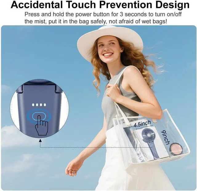 Alt view image 6 of 7 - 4000mAh Upgraded Handheld Misting Fan, 50ml Water Tank, Rechargeable Personal Mister Fan Portable AC, Spray Water Mist Fans, Foldable Cooling Ice Fans for Beach Travel Disney(Royal Blue)